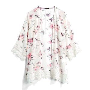 Laria Crochet Trim Open Front Woven